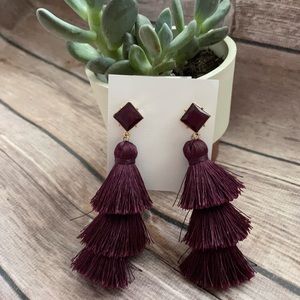 NWOT Burgundy Tassel Earrings